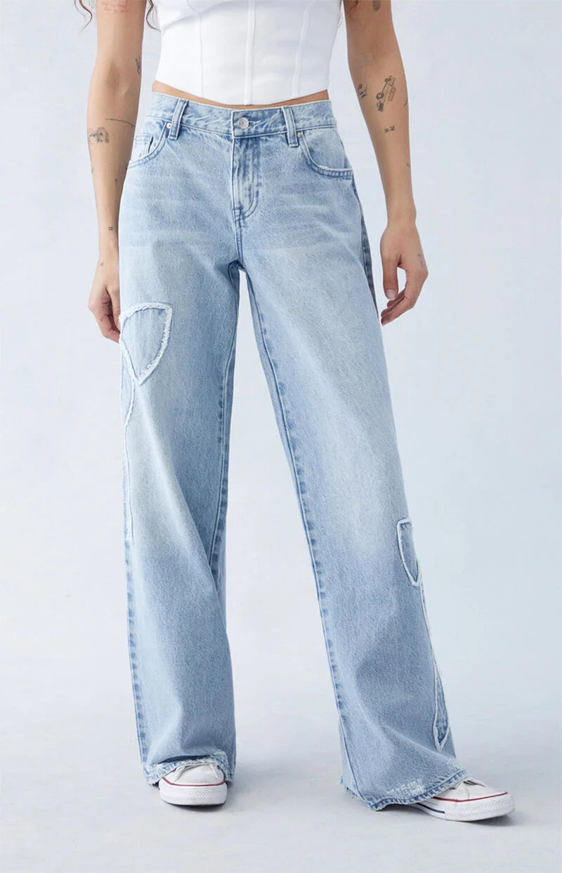 Armonia's Light Indigo Bow Low Rise Baggy Jeans