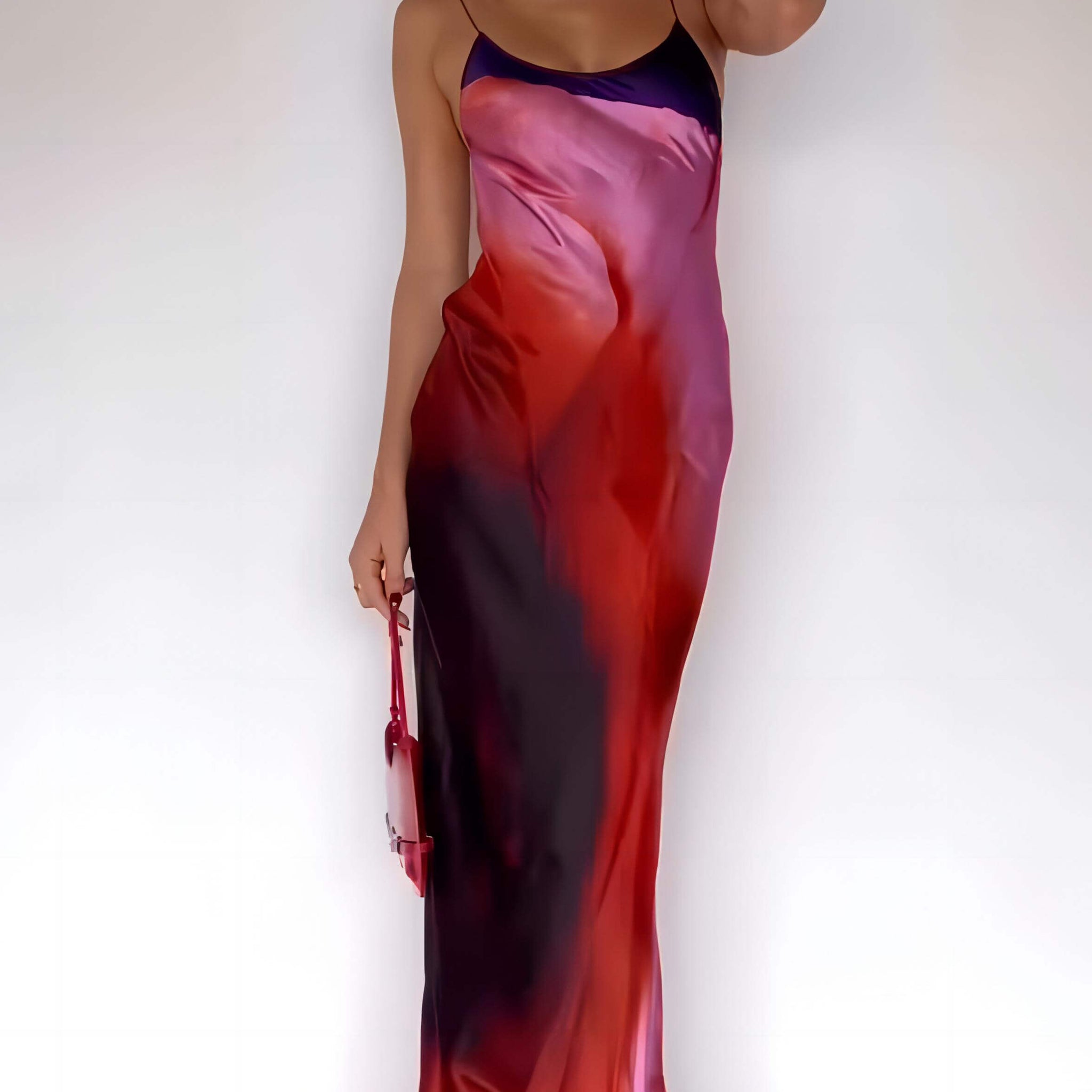 Abstract Floral Halter Maxi Dress