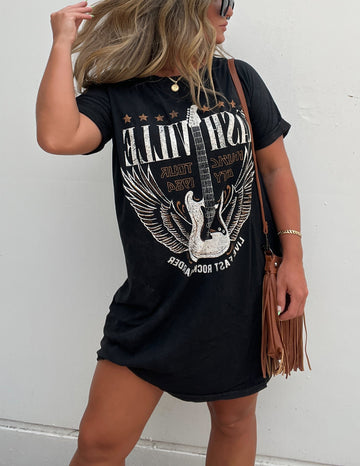 Black Nashville Graphic Tee Dress